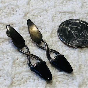 EARRINGS Sterling Silver & Onyx dainty dangle